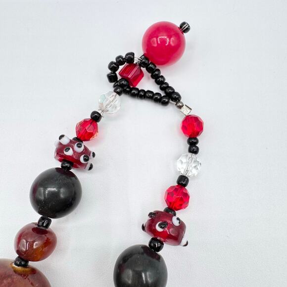 Handmade Chunky Beaded Necklace Unakite Cloisonné Ceramic Glass Eclectic Heavy - Picture 8 of 16